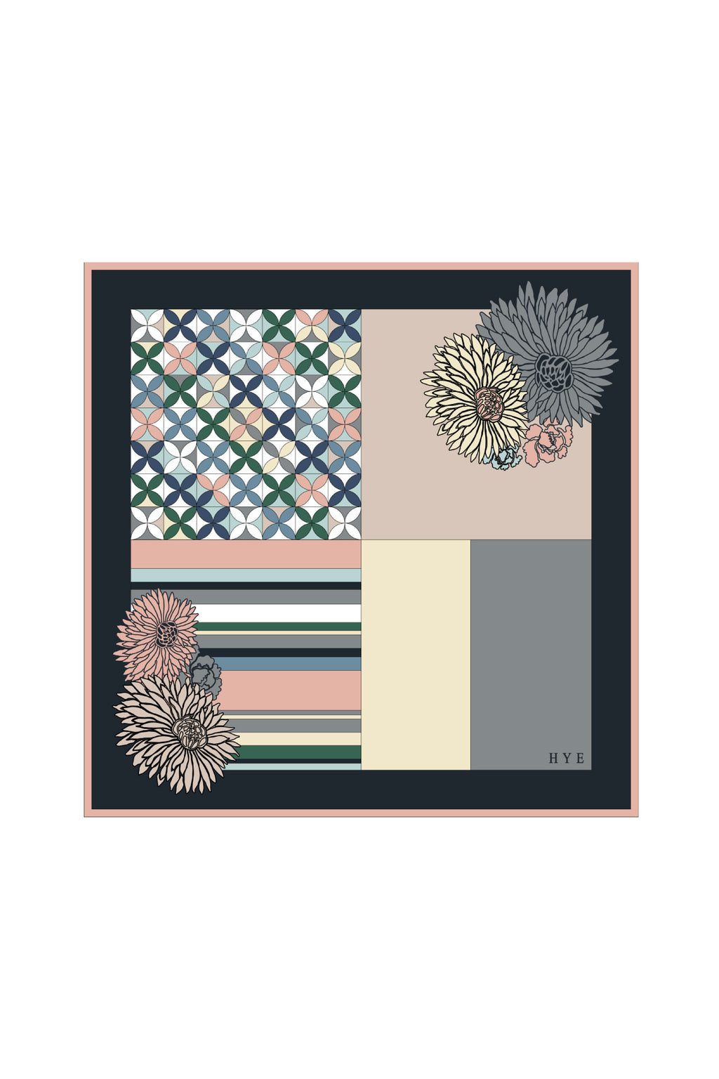 Chrysanthemum Pattern 70 - Black