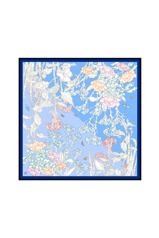 Line Painting of Grass and Insects 90 - Blue