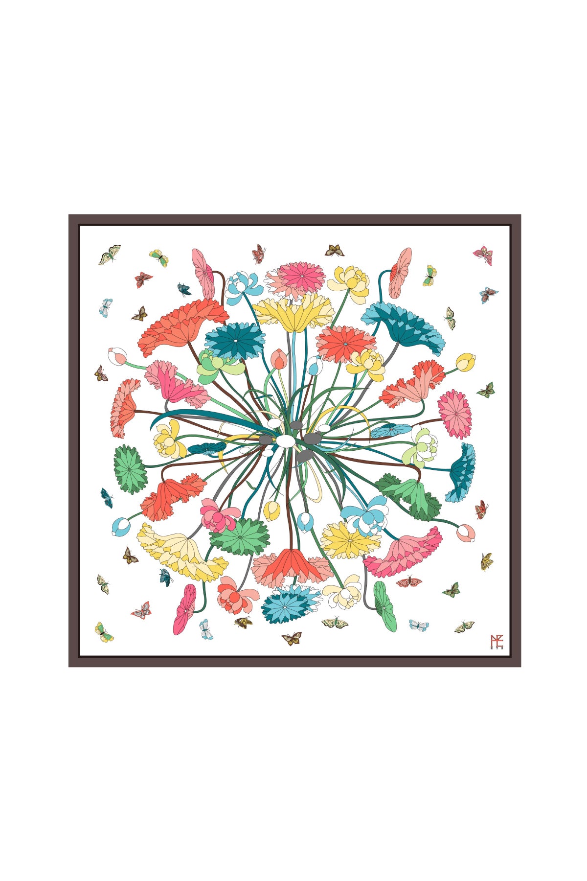 Lotus Pattern and Butterfly 70 - White